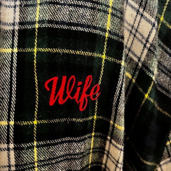 L.L. BEAN Scotch Plaid Woman's Robe with "WIFE" Embroidered on Front Size Medium - Picture 4 of 8